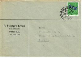 Brief, R. Stotzer`s Erben Feilenhauerei Büren a. A.  1951